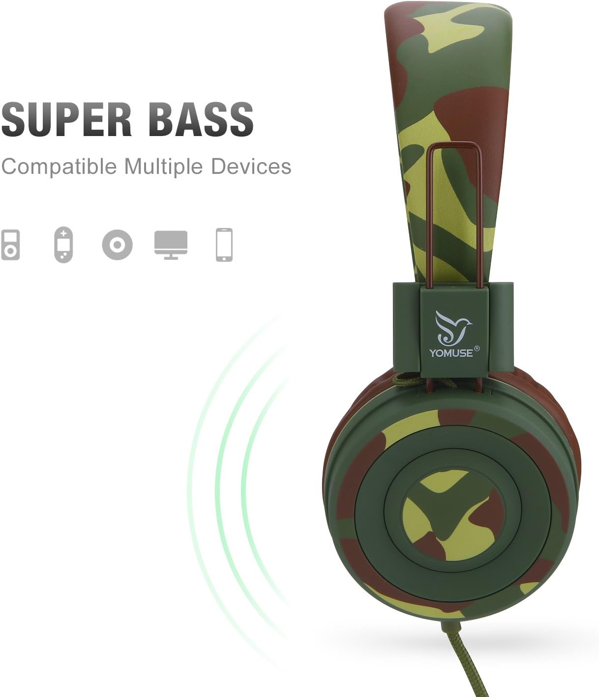 Yomuse C89 Kids Headphones, Wired Headphone with Microphone, On Ear Headphone with Adjustable - Image 5