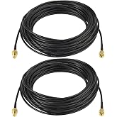 Bingfu WiFi Antenna Extension Cable 2-Pack RP-SMA Male to RP-SMA Female Bulkhead Mount RG174 Cable 30 feet for WiFi Router Security IP Camera Wireless Network Card Adapter