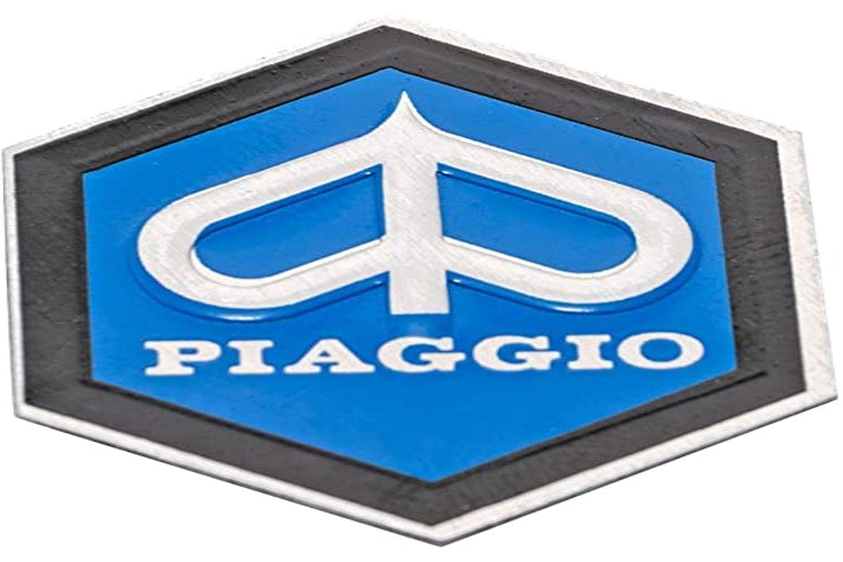 RMS Emblem “Piaggio” hexagonal cascade aluminium, self-adhesive 31x36 mm for Vespa PX T5 etc.