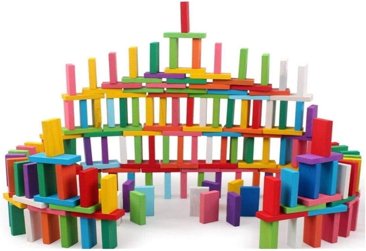 Pinnappo Colorful Wooden Dominoes Blocks Stacking Toys for Kids (360 PCS)