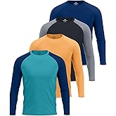 Real Essentials 4 Pack: Mens Long Sleeve Rash Guard Shirt UPF 50+ Swim Beach UV Sun Protection Fishing Quick Dry (Big & Tall)