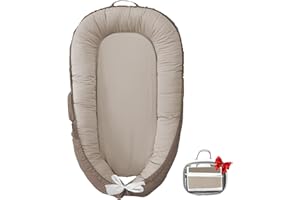 Macardac Baby Nest for Newborn – 100% Cotton, Safe, Breathable & Soft (0-24 Months), Portable Infant Pillow, Baby Pillow Light Blue (Brown)