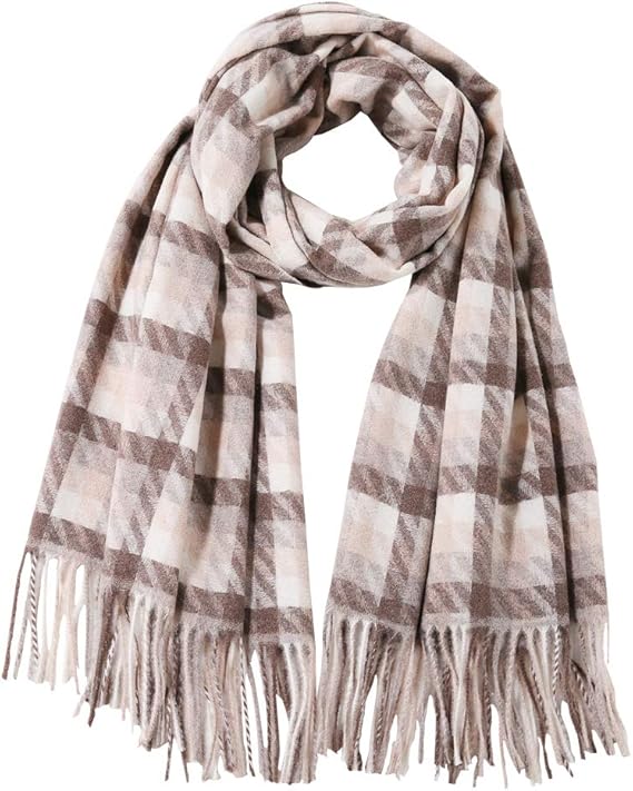 Amazon スカーフ レディース ストール カシミヤ 厚手マフラー レディースショール 大判 チェック柄 秋冬 シンプル ひざ掛け A カーキ マフラー 通販