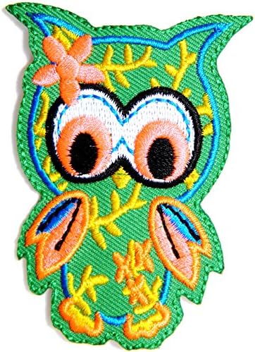 Green Cute Owl Bird Kid Baby Jacket T shirt Patch Sew Iron on Embroidered Applique Badge Custom Gift