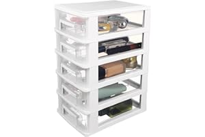 Mipcase Plastic Drawer Organizer 5-Drawer Storage Tower for Small Tools and Office Supplies
