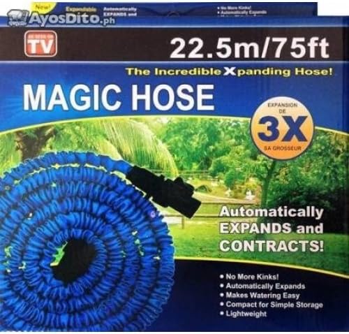 Magic Hose: The Incredible Xpanding Hose 50 FT brass connectors, 8 function spray nozzle