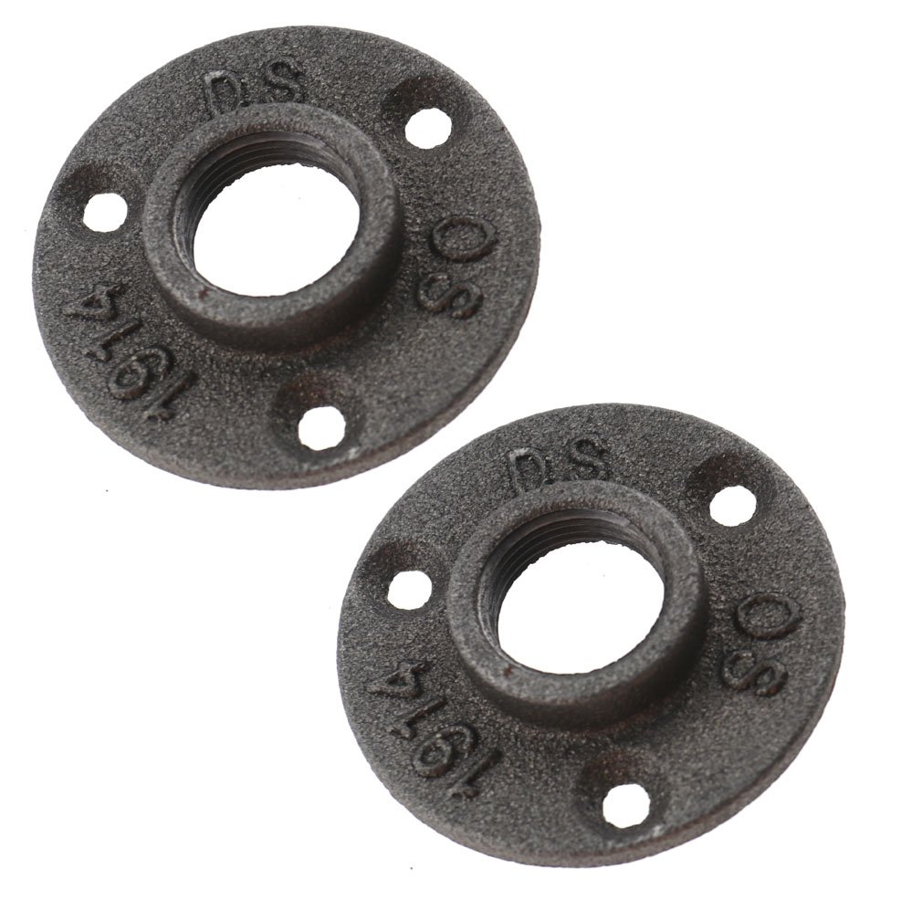 2Pcs Malleable Iron Pipe Fittings Wall Floor Flange Rusty Industrial 3/4'' BSP