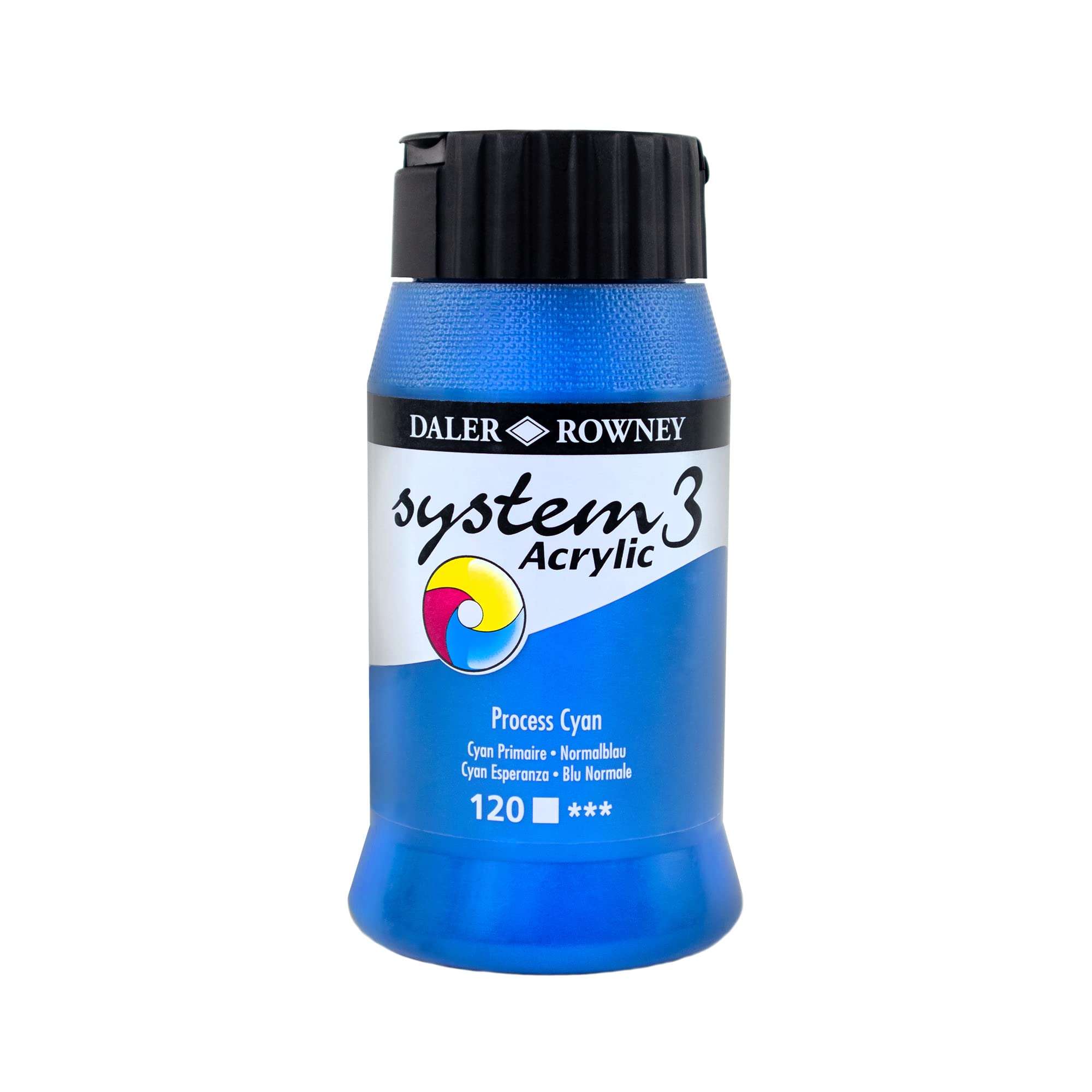 Daler-Rowney System3 Acrylic Paint, Plastic Pot, 16.91oz - 500 ml, Process Cyan