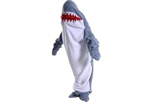 Yaruing Shark Wearable Blanket,Flannel Blanket Hoodie Onesie for Adult & Kids,Hooded Blanket with Sleeves,Soft Cozy Cosplay
