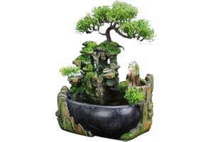 SURPRIZON Indoor Relaxation Desktop Fountain Waterfall, Zen Meditation Indoor Waterfall Feature with Automatic Pump, Illuminated Waterfall for Home Office Bedroom Desk Décoration (Style 2)