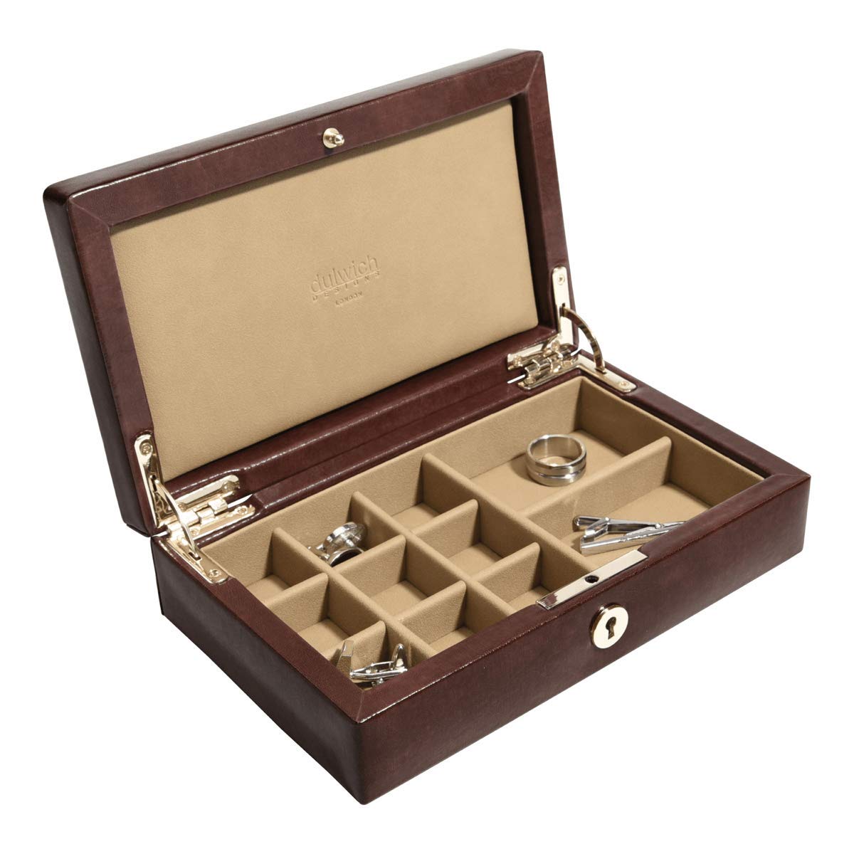 Dulwich Designs Windsor Chestnut Brown Leather Cufflink Box