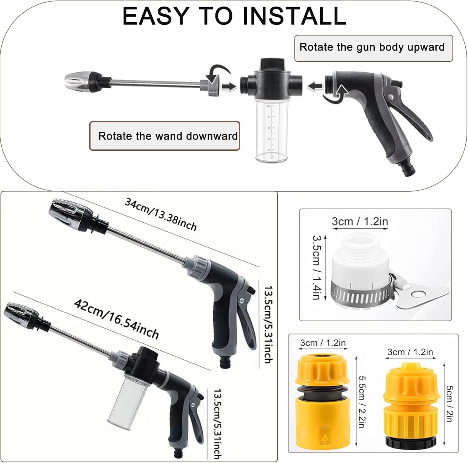 Condition photo showing As Is for aquoxis pressure washer gun, cordless power washer, durable stainless steel, 360° rotating for three