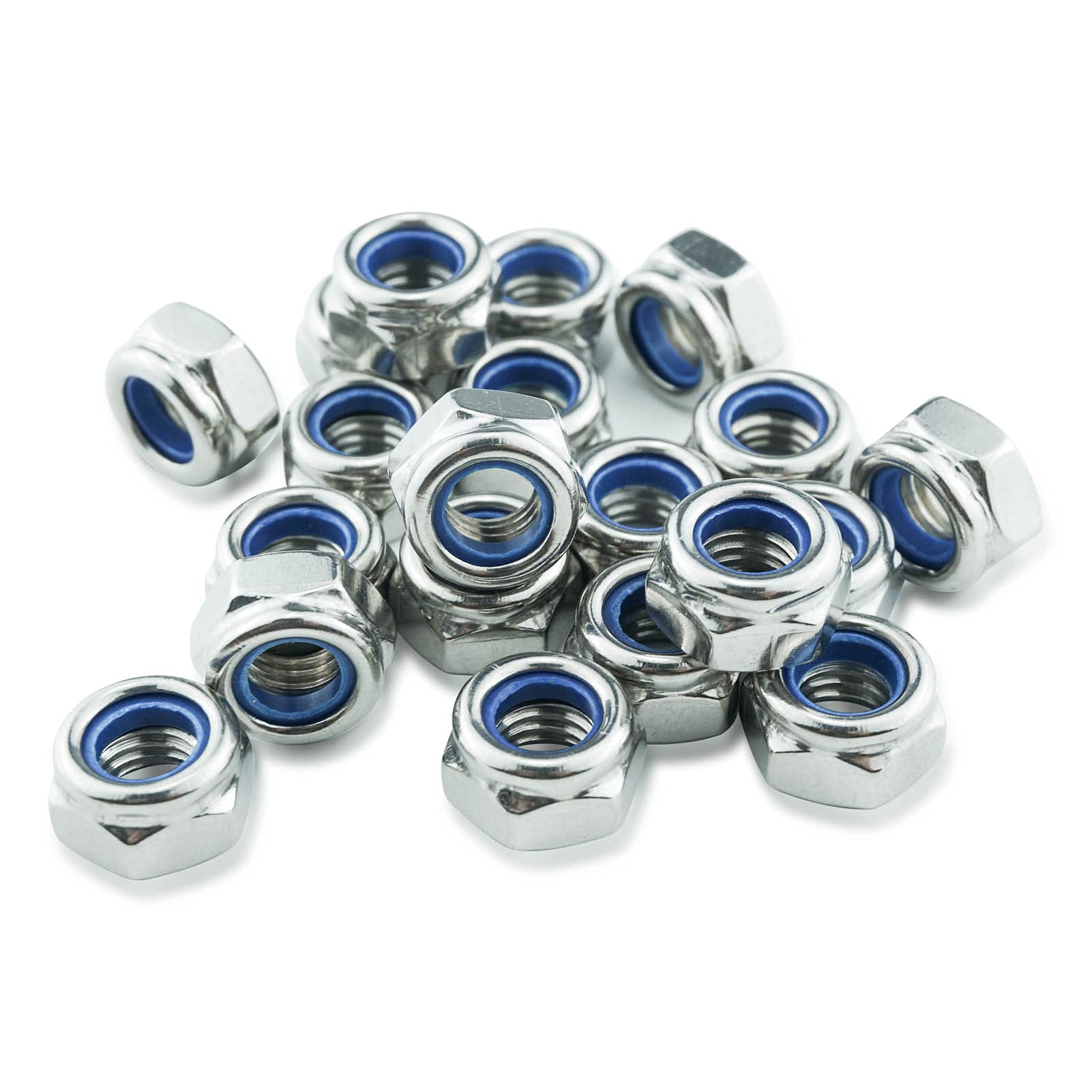 M8 Nyloc Nuts, 8mm Locking Nuts, MeHurr (Pack of 20) A2 304 Stainless Steel Hex Nut, Nylon Insert Lock Nut, Self-Locking for Bolts & Screws, DIN 985