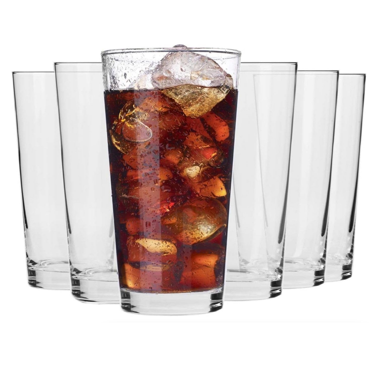 Krosno Pure Highball Glasses | Set of 6 | 380 ml | Water & Juice Glasses, Lead-Free Crystal Tall Tumblers for Cocktails & Drinks, Everyday Glassware | Dishwasher Safe