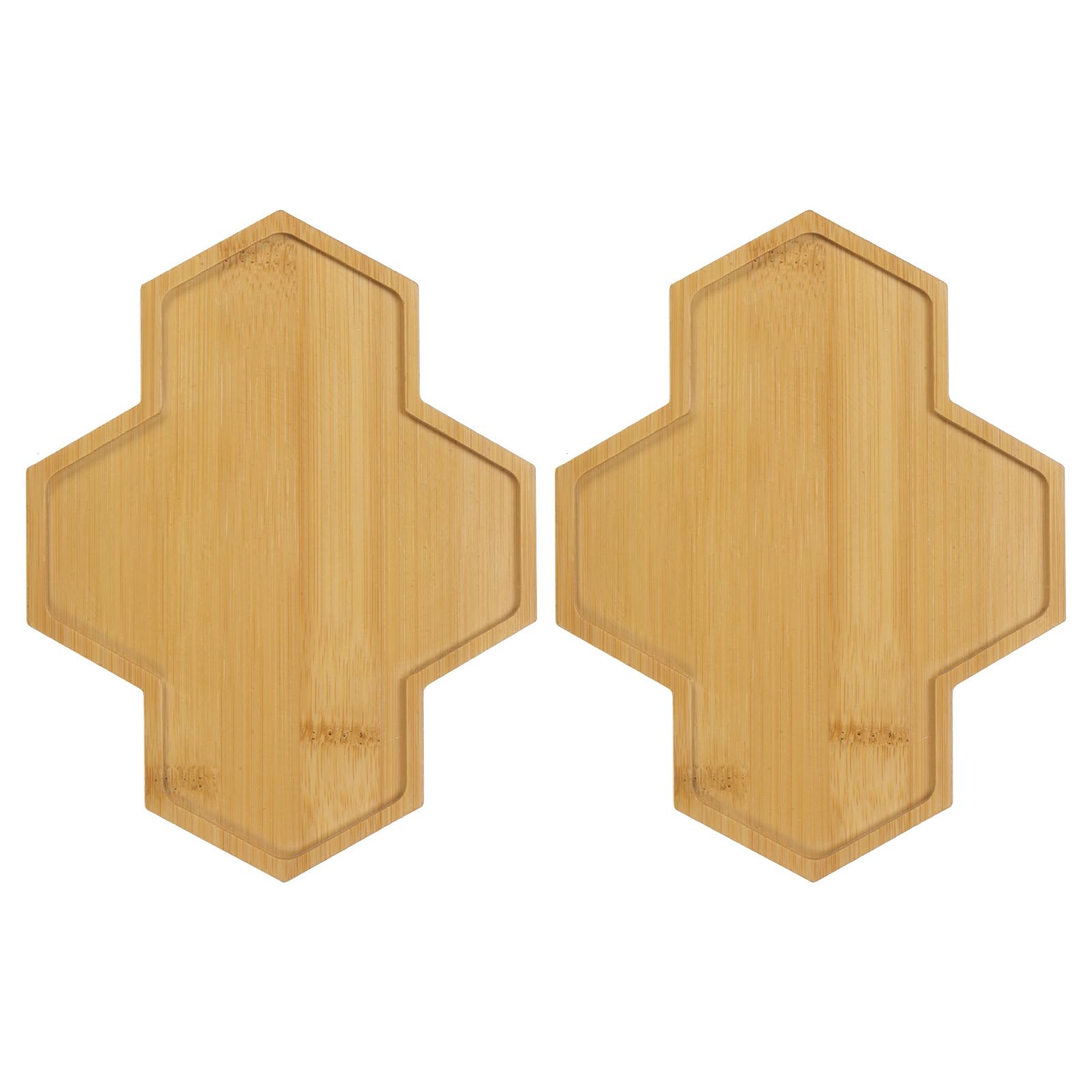 M METERXITY 2-Pack Bamboo Plant Saucer, Plant Saucer Polygonal Bamboo Tray Plant Plates for Flower Pots/Succulent Pots, Planter Pot Tray [Natural Color]