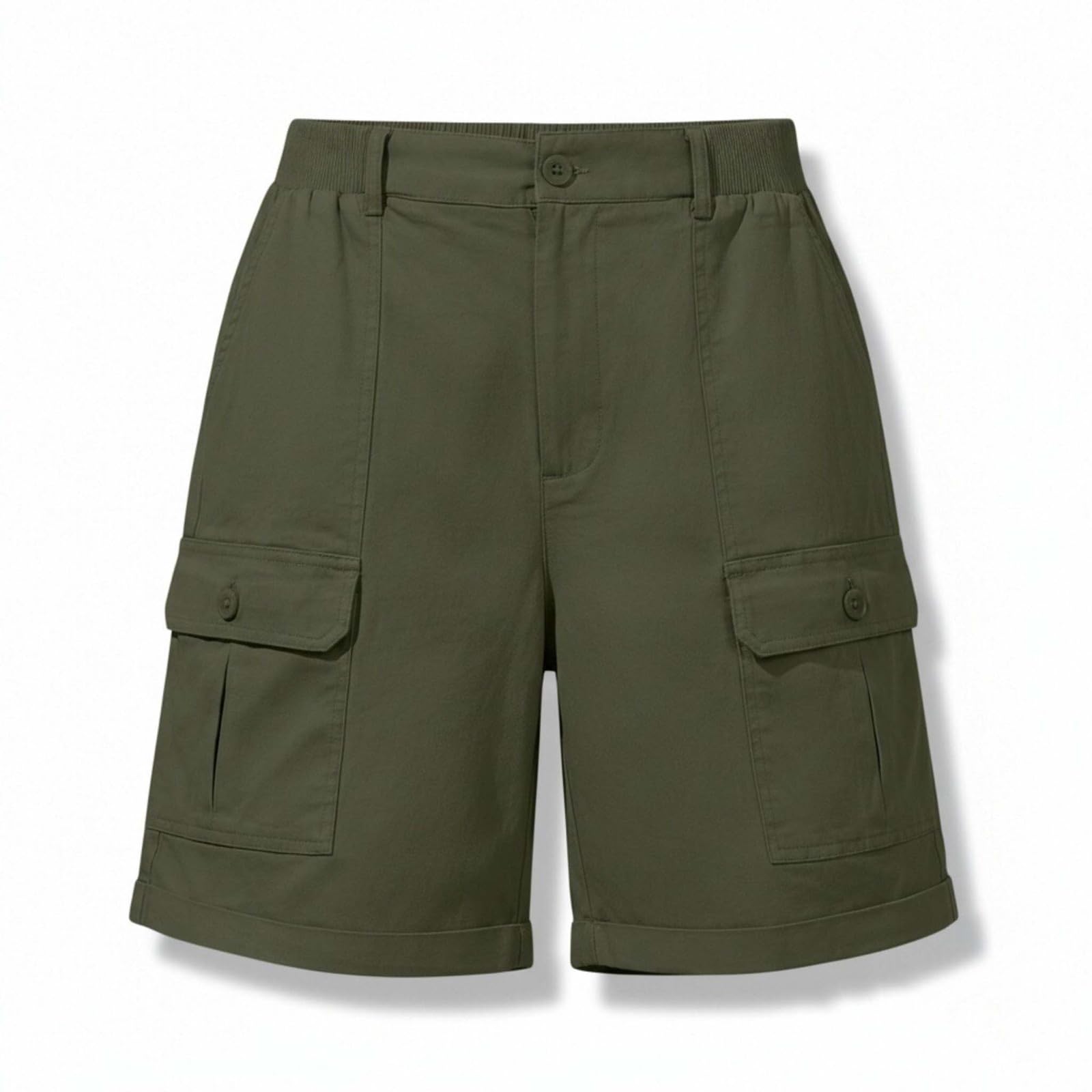 Women's Shorts Cargo Shorts for Women UK Stretch Summer Pants Elastic Waist Tracksuits Bottoms Combat Bermuda Short Pants Baggy Hiking Walking Running Trousers with 4 Pockets Plus Size Y2K Army Green