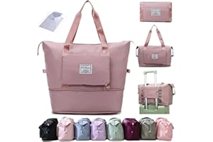 Ranslen Large Capacity Folding Travel Bag,Expansion Travel Duffel Bag with Dry and Wet Separation Portable Travel Duffel Bag