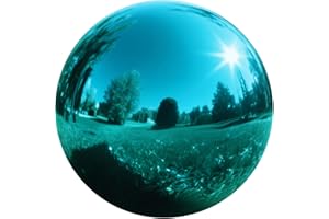 Mageeki 12 Inch Stainless Steel Gazing Ball, Garden Gazing Globe Mirror Ball, Polished Shiny Sphere for Garden Yard Outdoor, Swimming Pool Decoration (Light Blue)