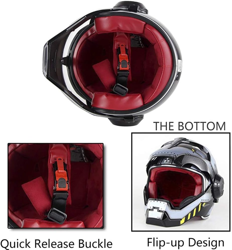 Color : A, Size : M D.O.T Certified 57~58cm Soman Iron Man Casco Integrale Moto  Flip up Elmetto Anteriore Aprire Motociclismo ATV Enduro Motocross Casque  dispositivi di Protezione Individuale lencicol Moto, accessori
