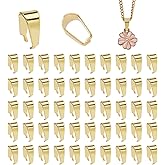 DICOSMETIC 60Pcs Pinch Clip Clasp Bulk Stainless Steel Pinch Bails 18K Gold Plated Snap on Bails Small Pendant Pinch Bail Clip Finish Necklace Clasps Jewelry Connecotor Clasp for Neckalace Making