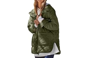 Dyexces Womens Quilted Puffer Jacket Hooded Long Sleeve Zip Up Winter Coat Lightweight Warm Jackets with Pockets