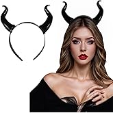 FOMIYES Devil Horn Headband Black Horns Hair Hoop Gothic Ox Horn Headdress Devil Dress Up Hair Accessories for Halloween Cosplay Costume Party