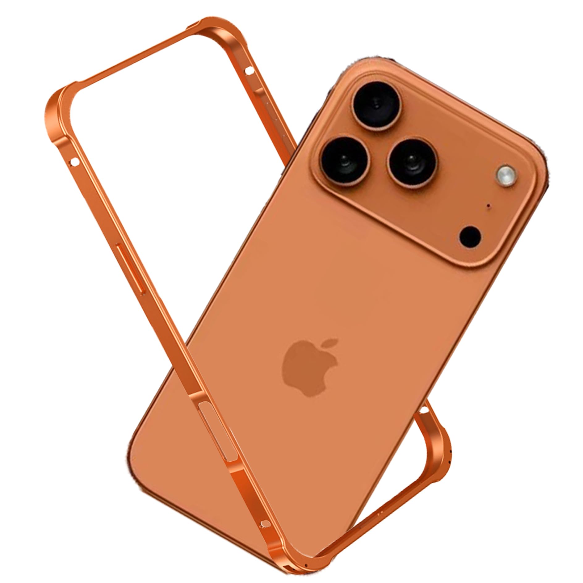 Photo 1 of for iPhone 17 Pro Max Bumper Case Metal - No Back Design Compatible with MagSafe Aluminum Backless Edge Frame Fast Heat Dissipation Shockproof Slim Thin Protection Case for iPhone 17 Pro Max (Orange)