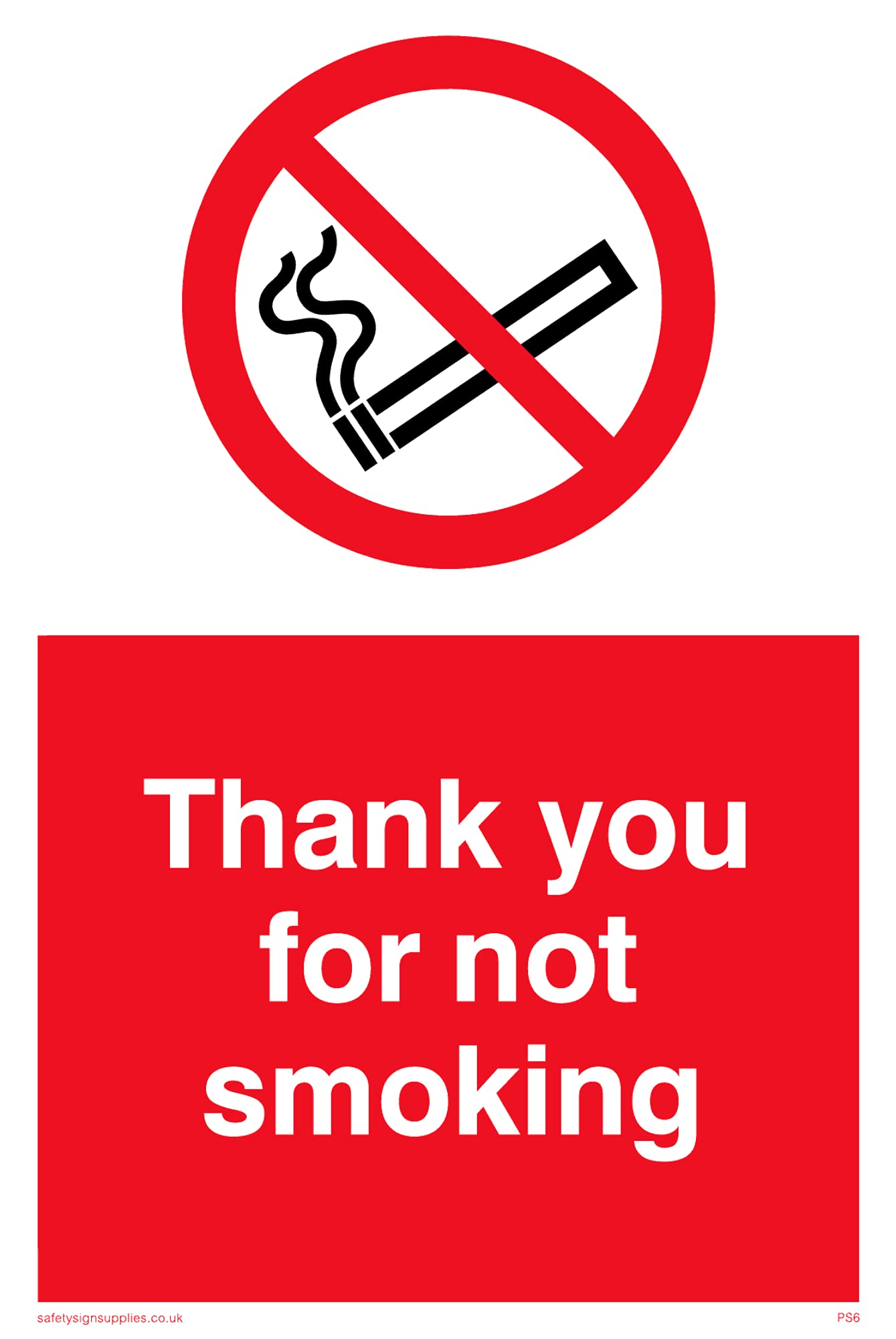 Pack of five - Thank You For Not Smoking Sign - 100x150mm - A6P