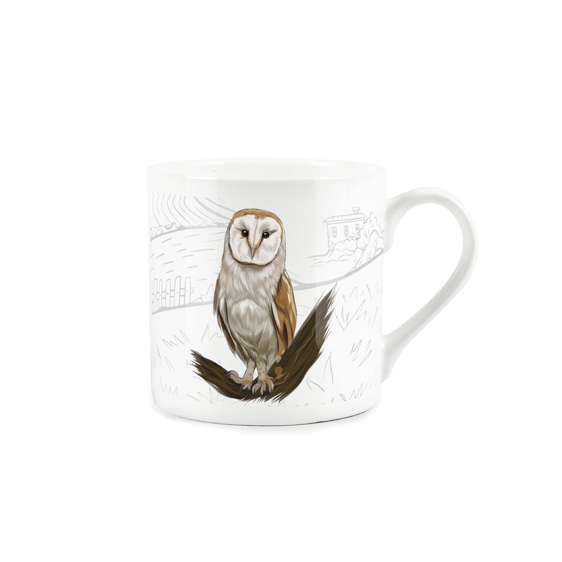 Purely Home Countryside Farmyard Barn Owl - Fine Bone China White Mug Coffee/Tea Present Gift for Animal Lovers