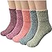 Weeno Women's Casual Thick Knit Warm Wool Crew Winter Socks - 5 Pack