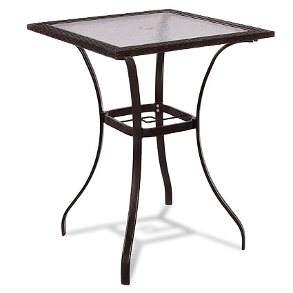 Amazon Com Lhone Square Patio Table With Umbrella Hole Outdoor