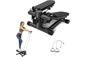 RIVANO Mini Stair Stepper for Home Exercise with LED Display, 330 lbs Capacity, Adjustable Height, Resistance Bands Workouts