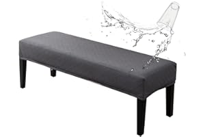GENINA Stretch Dining Bench Covers, Waterproof Stretch Jacquard Bench Seat Protector Cover, Rectangular Bench Cover for bedrooms, Living Rooms, Kitchens, Removable, Washable