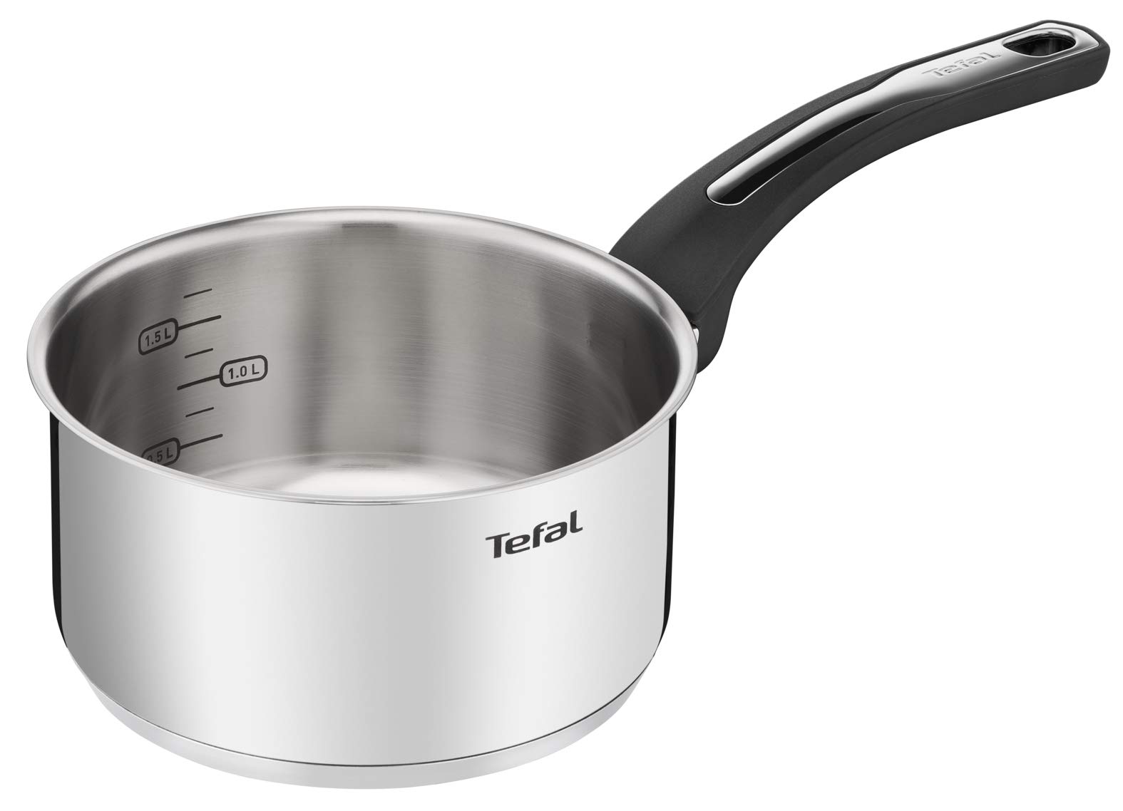 Tefal Emotion E3012904 Stainless Steel Saucepan, 18 cm, Thick Base for Even Heat Distribution, Elegant Design, Sturdy Handle, Induction E3012904, Silver