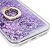 Compatible for iPhone 7/8 / SE 2020 / SE 2022 Case, Flowing Liquid Floating Bling Glitter Kickstand Cover Shell PC Back 360 Rotating Ring Holder Shockproof TPU Frame Protective Skin - Purple