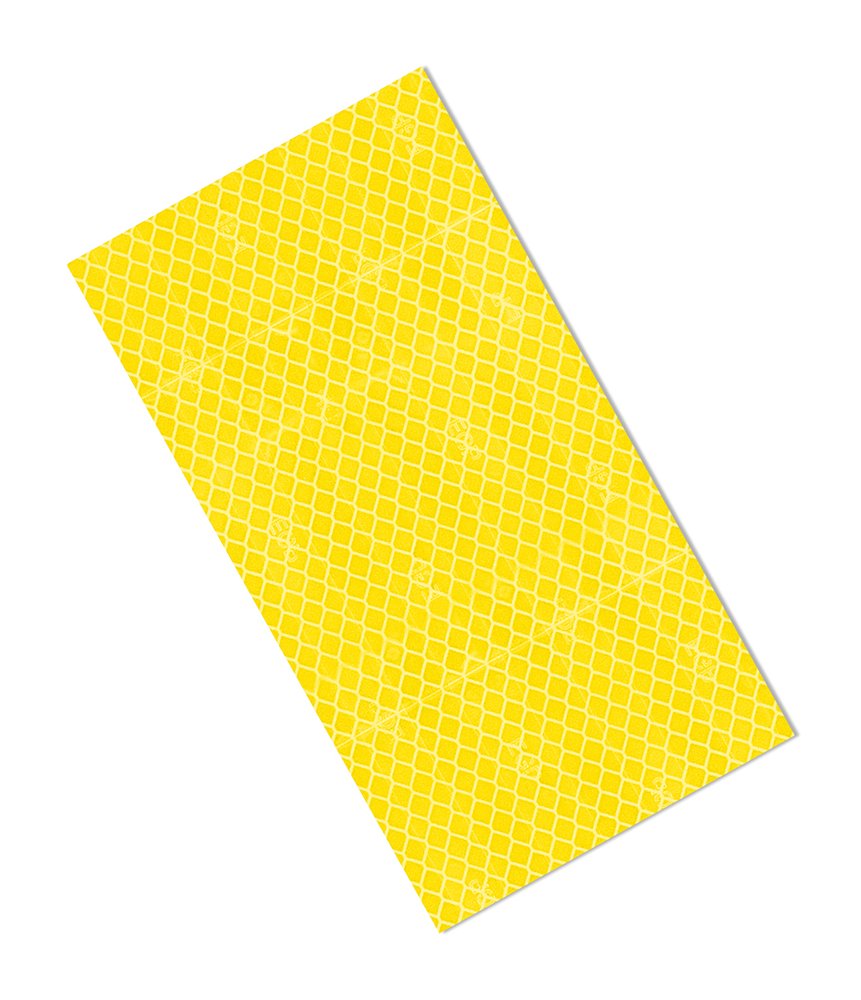 TapeCase Yellow Micro Prismatic Sheeting Reflective Tape Converted from 3M 3431, 1.5" x 1.5" (Pack of 25)