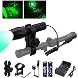 VASTFIRE 350 Yard Green Hunting Light Zoomable Flashlight Hog Predator Lights with Pressure Switch Picatinny Rail Mount 1 Inc
