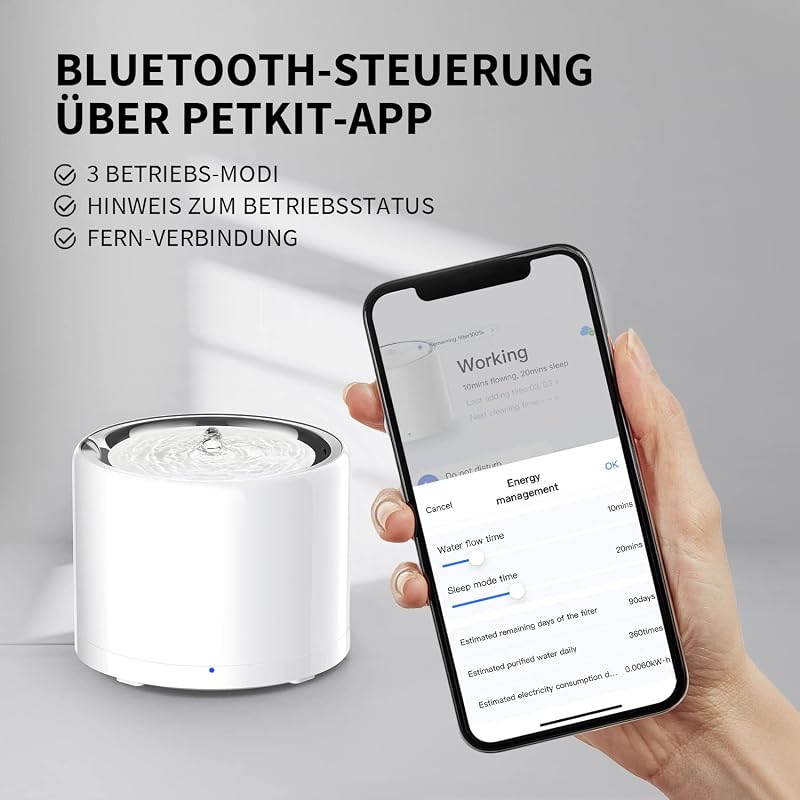 Drahtlose Wasserpumpe Automatische intelligenter Trinkbrunnen für Katze und Hund, Auskleidung aus rostfreiem Stahl, Beherbergt Nicht leicht Bakterien