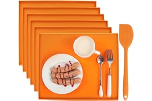 SOEWWEKLAX 6 PCS Silicone Dehydrator Sheets with Edge, Non-Stick Silicone Tray Liner for 12" x 13" Trays, Reusable Dehydrator