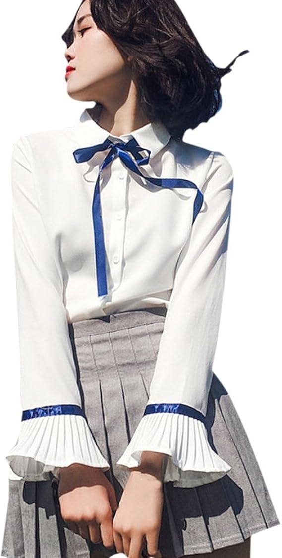 Amazon Wodery シャツ ブラウス レディース トップス 長袖 シフォン とろみシャツ 無地 ゆったり きれいめ 春 秋 体型カバー 通勤 Ol 通学 シャツ ブラウス 通販