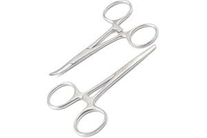 OdontoMed2011 New 2pc Fishing Set 3.5" Straight + Curved Hemostat Forceps Locking Clamps