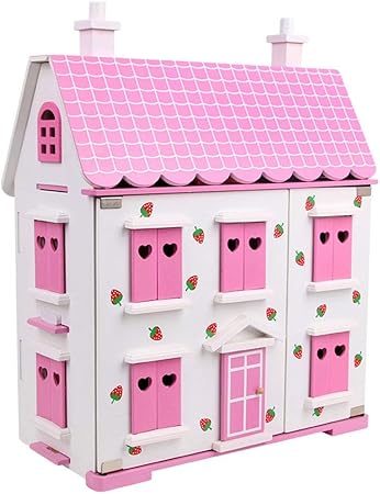wooden dolls house pink