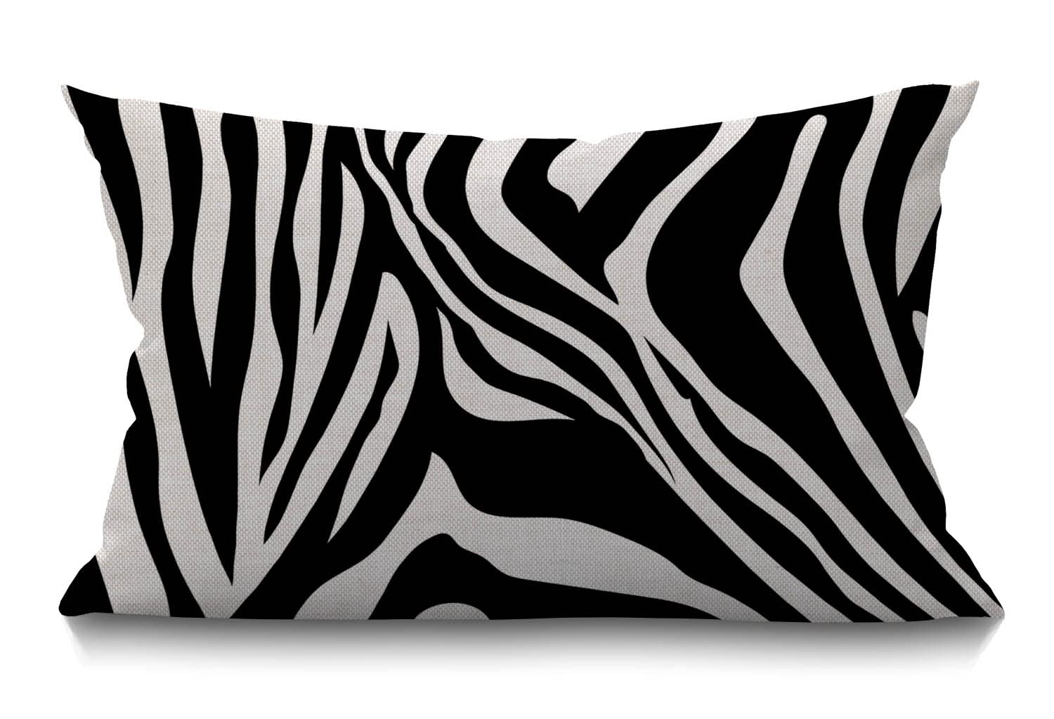 BGBDEIA Cushion Cover Zebra Stripes Black and White Zebra Print Animal Pattern Skin Abstract Art Rectangular Throw Pillow Cover for Couch Sofa Home Decor Cotton Linen 30 x 50 cm 12x20 Inch