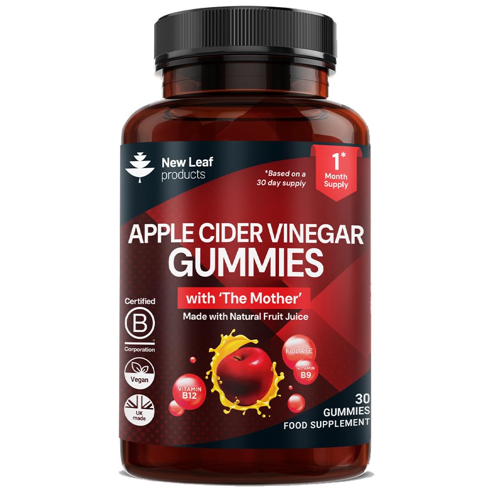Apple Cider Vinegar Gummies Vegan With The Mother High Strength + Vitamin B12 Folate Pomegranate & Beetroot – Fresh Pure Unfiltered Vinegar Not Powder Apple Cider Vinegar Gummy 1 Per Serving