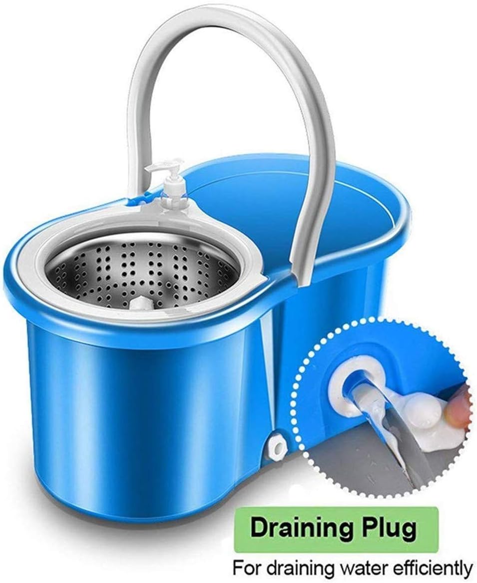 Aootek Upgraded Stainless Steel Deluxe 360 Spin Mop & Bucket Floor Mopping System Included EasyPress Handle with 3 Microfiber Mop Heads: Home & Kitchen