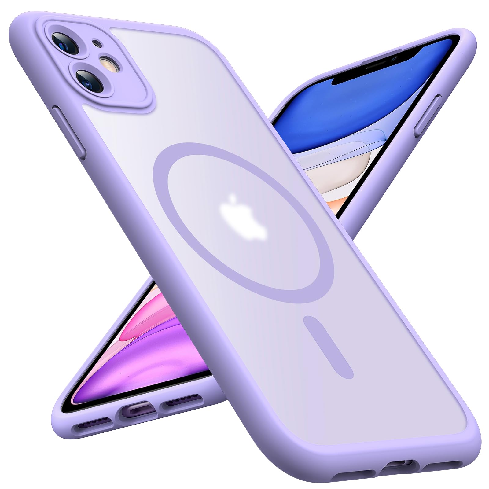 TOCOL Magnetic for iPhone 11 Case 6.1-Inch, Fit for MagSafe, Upgraded [Full Camera Protection], [14FT Military Grade Drop Tested] Shockproof Slim Translucent Matte Back iPhone 11 Cover (Light Purple)