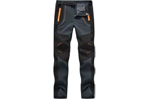 Rdruko Men's Snow Ski Pants Waterproof Insulated Winter Outdoor Snowboard Hiking Fleece Pants with Belt