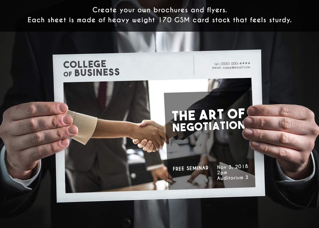 Tri-Fold Brochure Paper - 100-Pack Trifold Pamphlet Flyer Paper for Inkjet and Laser Printers, Brochure Printer Paper, 11 x 8.5 Inches: Baby