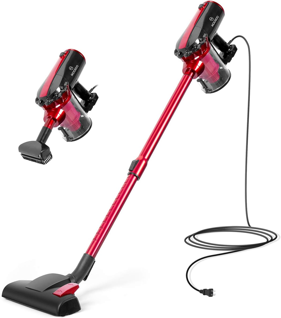 MOOSOO Vacuum Cleaner Corded 17KPa Suction Stick Vacuum 2 in 1 Handheld Vacuum for Hard Floor with 2-Pack HEPA Filters, D600
