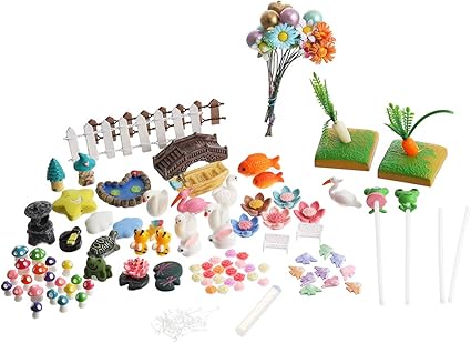 Amazon Com Cabilock 117pcs Miniature Fairy Garden Decorations Diy Micro Landscape Miniature Mini Animals Mushrooms And Fence Fairy Garden Dollhouse Miniature Toys Games